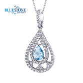 Sterling Silver Rhodium Plated Pendant with One 7mmx 5mm 0.75 Carat Pe